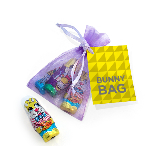 Organza bag, bunny chocolate, easter, bunny bag, mesh bag.